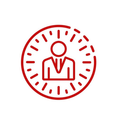 Red Icon Squares New White Clock Person
